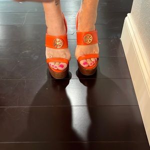 Tory Burch Orange Wedges